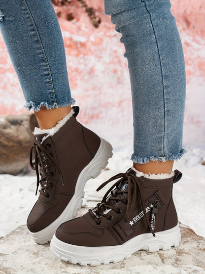 Կանացի ձմեռային ձնագնացքներ - Տաք երեսպատված, չսահող, բարձրակրունկ արտաքին ցանկացած առիթի համար կոշիկներ, ռիբավորված մեղմացնող ներդիրով, սև, իդեալական են ցուրտ եղանակի համար, ձմեռային կոշիկներ | Ոճային ձմեռային կոշիկներ | Դիմացկուն կոշիկներ