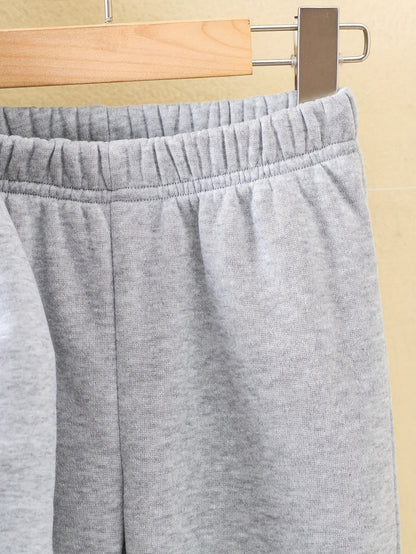 Girls' Autumn and Winter Thickened Hoodie Sports Two-Piece Set, Red Heart Bow Print Hoodie + Pants Outfit, Soft Light Beige-Friendly Fabric, Comfortable Warm Non-Shedding, Suitable for Outdoor Play, School, Holiday Gatherings