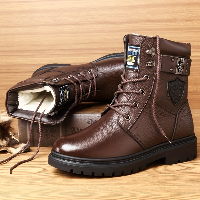 Men's Fleece-Lined High-Top Winter Boots Warm Outdoor Shoes