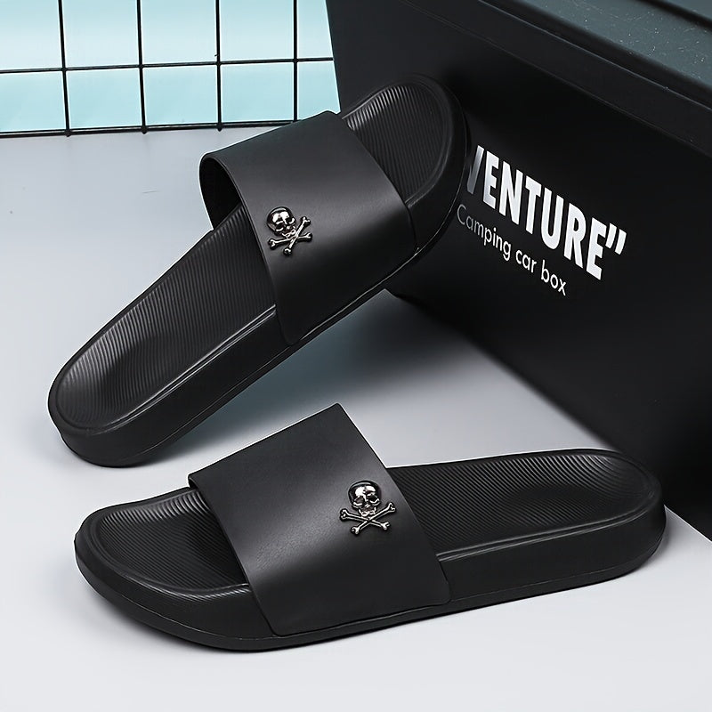 Men's Lightweight Anti-Odor Summer Slippers with Skull Print
