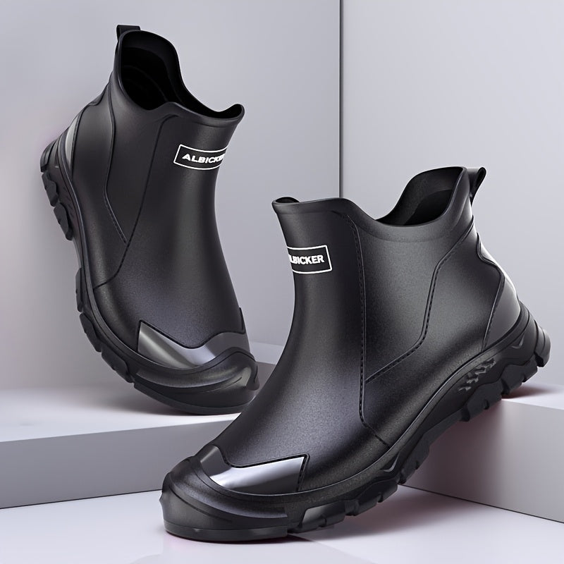Men's Waterproof PVC Rain Boots, Anti-Slip Short Outdoor Hiking Waders