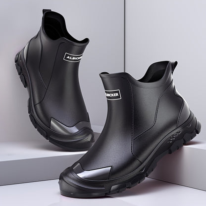 Men's Waterproof PVC Rain Boots, Anti-Slip Short Outdoor Hiking Waders