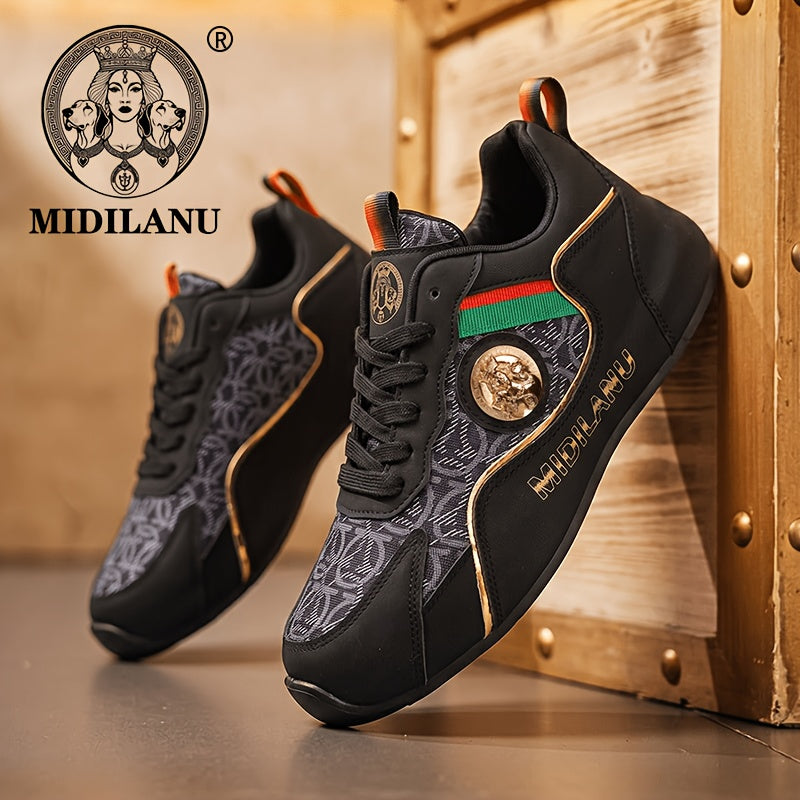 Men's Lightweight Casual Sneakers with Linear Design - All Season