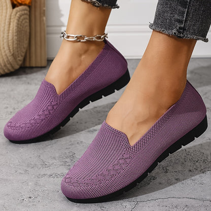 Lightweight Mesh Loafers for Women - Breathable And Easy to Wear, These Comfortable Flat Shoes in Purple Feature a Fabric Upper And Rubber Sole, Ideal for Any Season.
