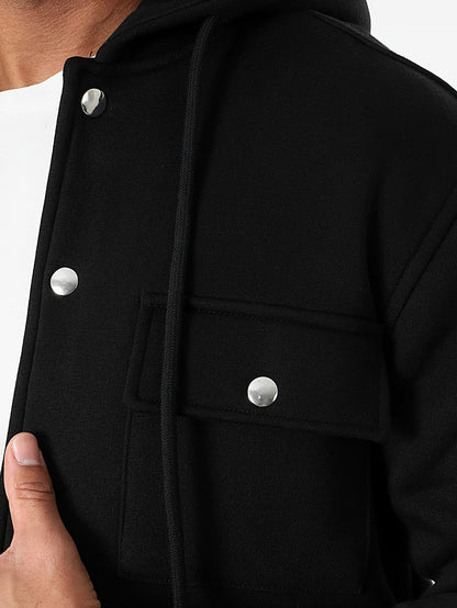 Men's Heavy-Duty Hooded Sweatshirt with Full-Zip Front & Utility Pockets - Olive Green Tactical-Style Outdoor Jacket, Long Sleeve Casual Pullover for Hiking, Camping, Casual Attire - Spring/Fall Layering Essential (Regular Fi