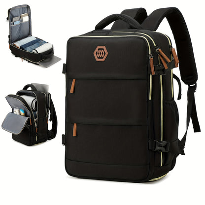Airline-Approved 38.1cm Laptop Travel Backpack for Women, Light Blue Polyester with Adjustable Straps, Shoe Compartment & USB Charging Port - Ideal for School & Work Trips, Laptop Bag