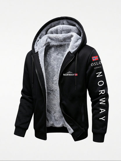 Men's Fleece Hooded Sweatshirt Jacket for Autumn Winter