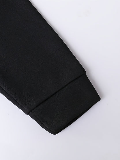 2pcs ' Sweatsuit Set - Oversized Sweater & Jogger Pants with Elastic Waist, 100% Polyester Winter Warm Brown/Beige & Black Casual Outfit, Durable Clothes, Playdates, Casual Attire (Easy-Care Hand Wash) - Ideal Gift, Perfect f