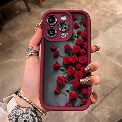 Red Rose Flower High Value and Beauty Mobile Phone Case for iPhone 16/16Pro/16ProMax/16Plus/15/15Plus/15Pro/15ProMax, 14/14Plus/14Pro/14ProMax, 13/13Pro/13ProMax, 12/12Pro/12ProMax, 11/11Pro/11Proamx, 7/8plus, XR/Xs/XsMax