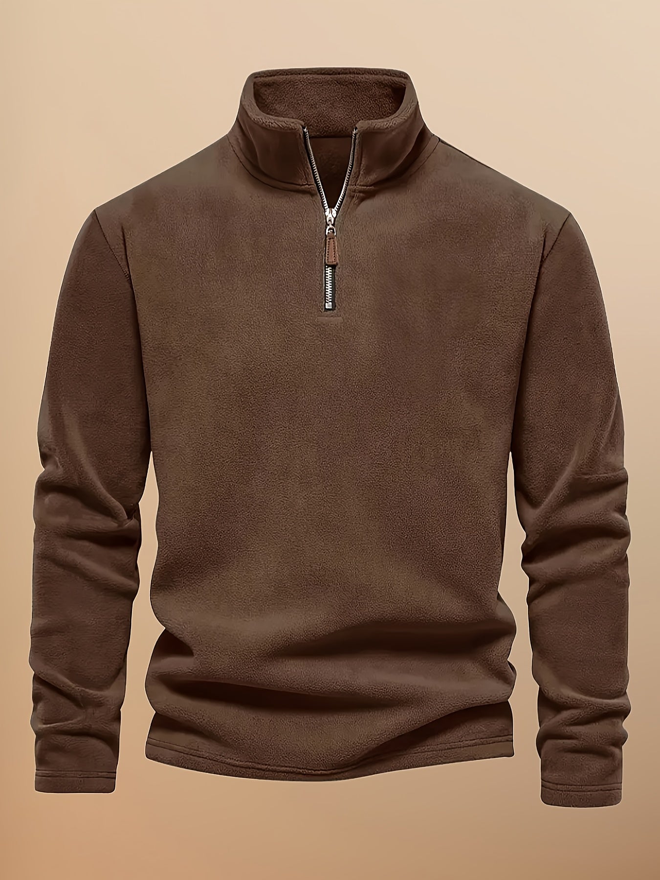 Men'S Heavyweight Full-Zip Hoodie - Thermal Winter Jacket with Zipper Closure, Stand Collar, Long Sleeve Cold Weather Coat for Skiing, Commuting - Thick Insulated Outerwear (Solid Color) - Easy-Care Zipper Front Closure, Wint