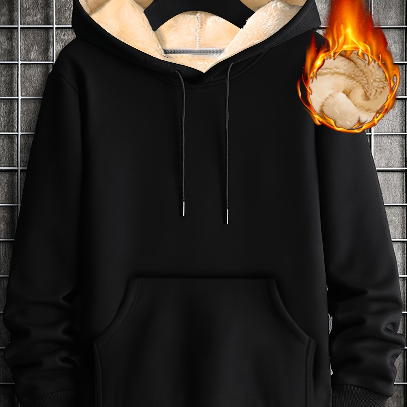 Men's Fleece-lined Cozy Hooded Sweatshirt With Drawstring And Kangaroo Pocket, Men's Hoodie For Winter Outdoor