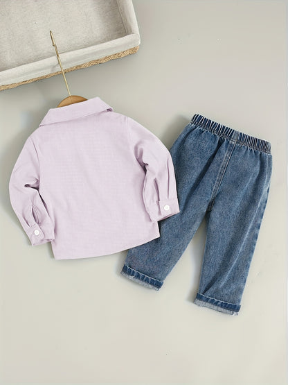 Boys' Cotton Blend Shirt and Jeans Set for Fall/Winter