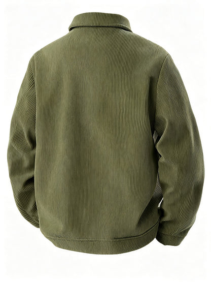 Men's Lightweight Fall Jacket with Lapel Collar and Zipper