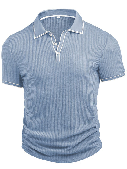 Men's Summer Casual Polo Shirt with Contrast Collar
