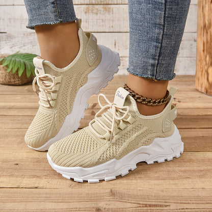 Կանացի առօրյա սպորտային կոշիկներ՝ շնչող գործվածքից վերնամասով, ռետինե ներբանով, ցածր գագաթով, պարզ մատով, բոլոր եղանակների հարմարավետ կոշիկներ, առօրյա հագուստ | Ժամանակակից առօրյա ոճ | Շնչող գործվածքից սպորտային կոշիկներ