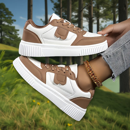Casual White Lace-Up Sneakers for Students, Lightweight & Breathable