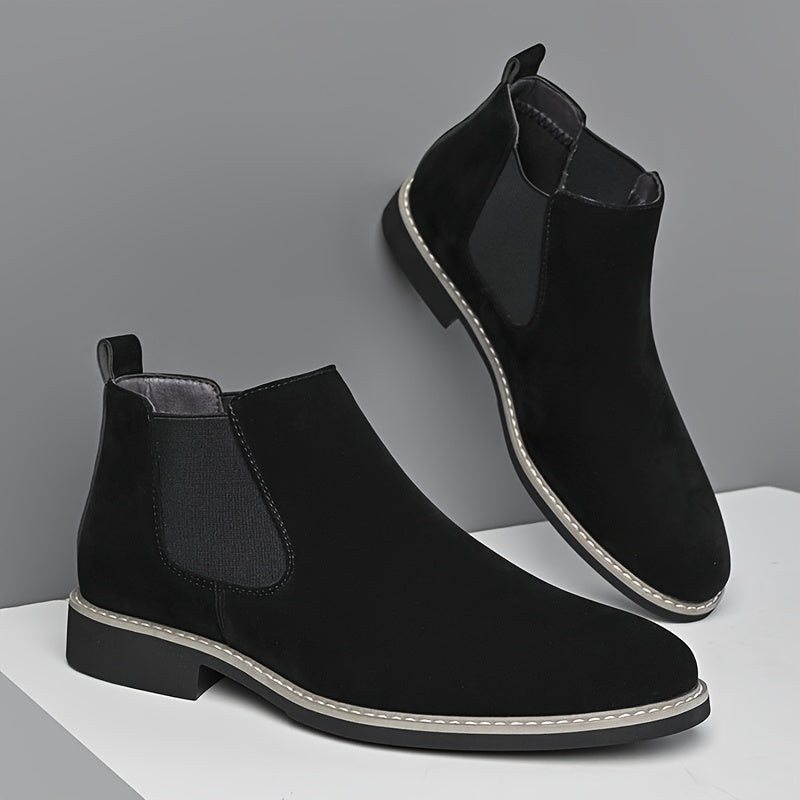High-End Business Men'S Chelsea Boots, Pointed Elastic Ankle Boots, Slip-Resistant And Wear-Resistant Formal Shoes, British Style Slip-On Loafers, Suitable for Both Work And Casual Wear.