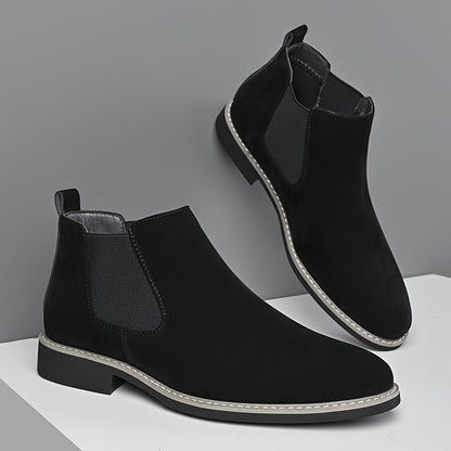 High-End Business Men'S Chelsea Boots, Pointed Elastic Ankle Boots, Slip-Resistant And Wear-Resistant Formal Shoes, British Style Slip-On Loafers, Suitable for Both Work And Casual Wear.