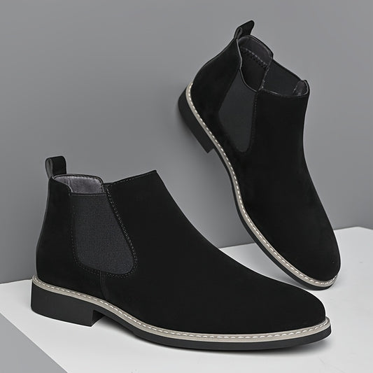 Men's Business Chelsea Boots Pointed Toe Slip-On Ankle Shoes