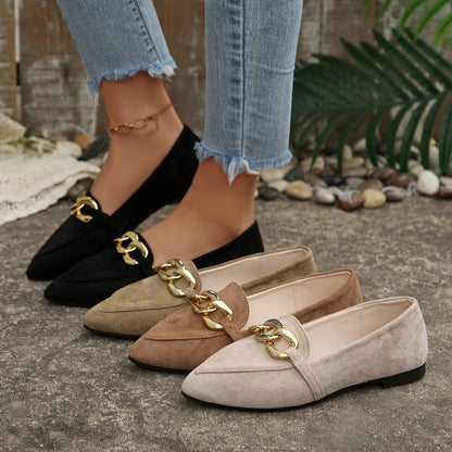 Women's Pointed Toe Slip-On Penny Loafers - Lightweight Fabric Flats