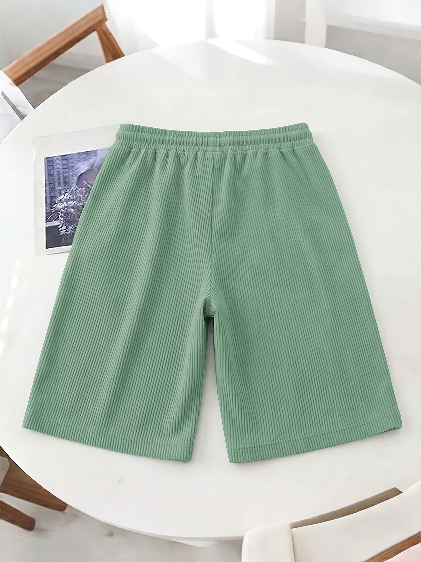 Women’s Casual Loose-Fit Corduroy 5-Point Pants with Elastic Waist