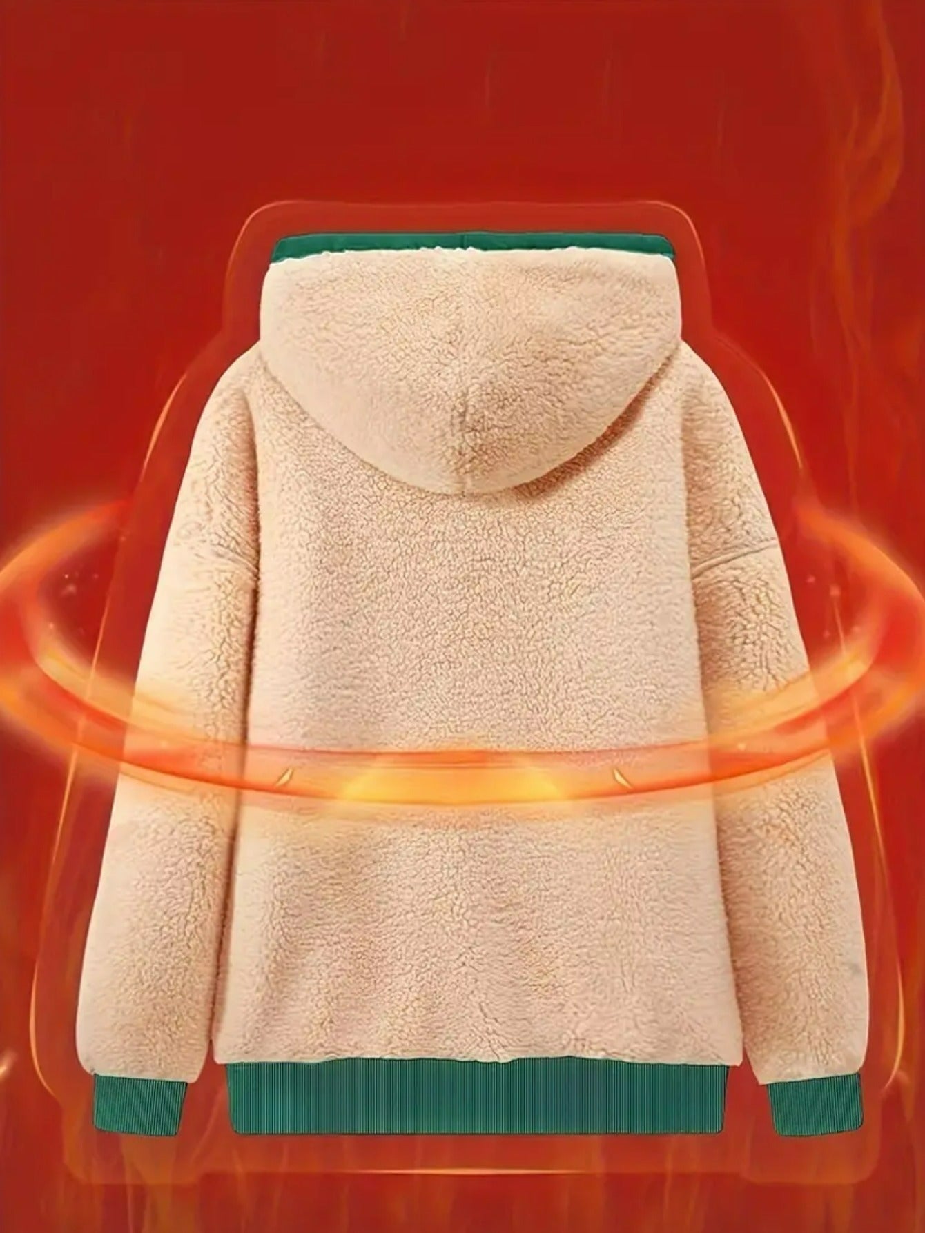 Women'S Thick Fleece Hooded Sweatshirt with Cute Bear Print & Plush - Cozy Winter Warmth, Drawstring Hood & Pockets, Casual Retro Style, Machine Washable For Fall/winter Commuting & Daily Wear, Winter Sweatshirt, Seasonal Fas