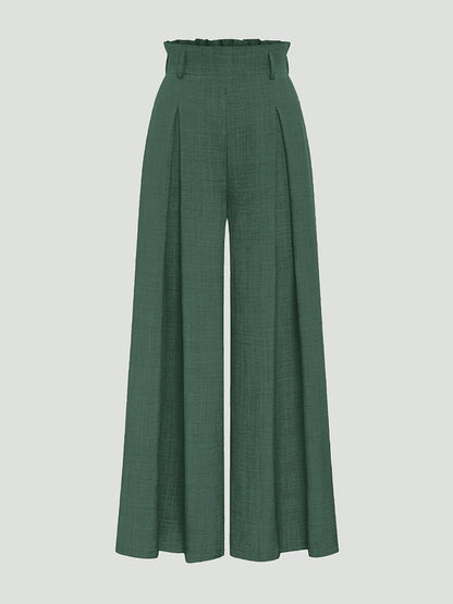 Women's High-Waisted Wide-Leg Trousers - Loose Fit Spring/Summer Pants