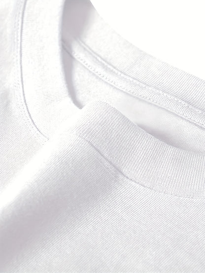 Men'S Happy New Year Graphic T-Shirt - Casual Long Sleeve Crew Neck, White with Black Lettering & Festive Design, Loose Fit for Spring/Fall, Perfect for Casual Attire, Festive Clothing | Festive Graphic Tee | Comfortable Fit