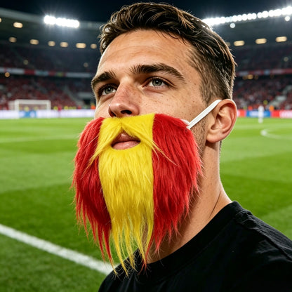 Spanish Flag Plush Beards for Football Matches & Parties