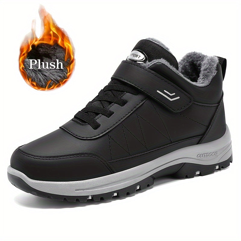 Men'S Casual Solid Color Faux Snow Boots with Plush Lining, Anti-Slip & Wear-Resistant for Outdoor Walking and Hiking in Winter, Winter Boots, Hiking Footwear, Sleek Boot Design, Durable Traction Footwear