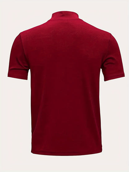 Men's High-Neck Short-Sleeve T-Shirt for Spring and Summer - Fashionable, Comfortable, and Essential for Casual Wear - ayq