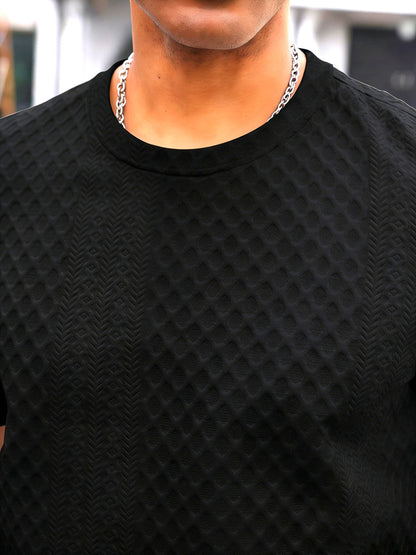 Fashionable and Simple Casual Short-sleeve T-shirt for Daily Commuting and Shopping, a Comfortable and Breathable Top for Men - ayq