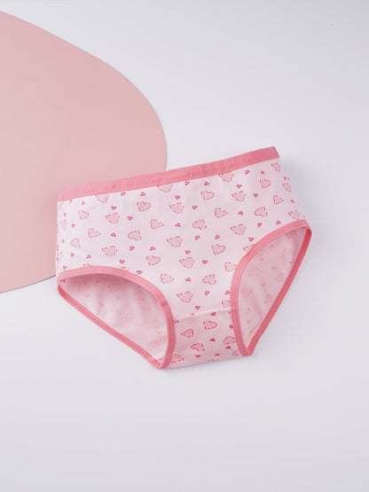 Girls' Cotton Briefs 5-Pack, Heart Print, Mid-Rise, Cute Style