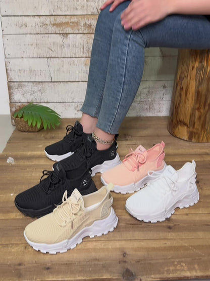 Կանացի առօրյա սպորտային կոշիկներ՝ շնչող գործվածքից վերնամասով, ռետինե ներբանով, ցածր գագաթով, պարզ մատով, բոլոր եղանակների հարմարավետ կոշիկներ, առօրյա հագուստ | Ժամանակակից առօրյա ոճ | Շնչող գործվածքից սպորտային կոշիկներ