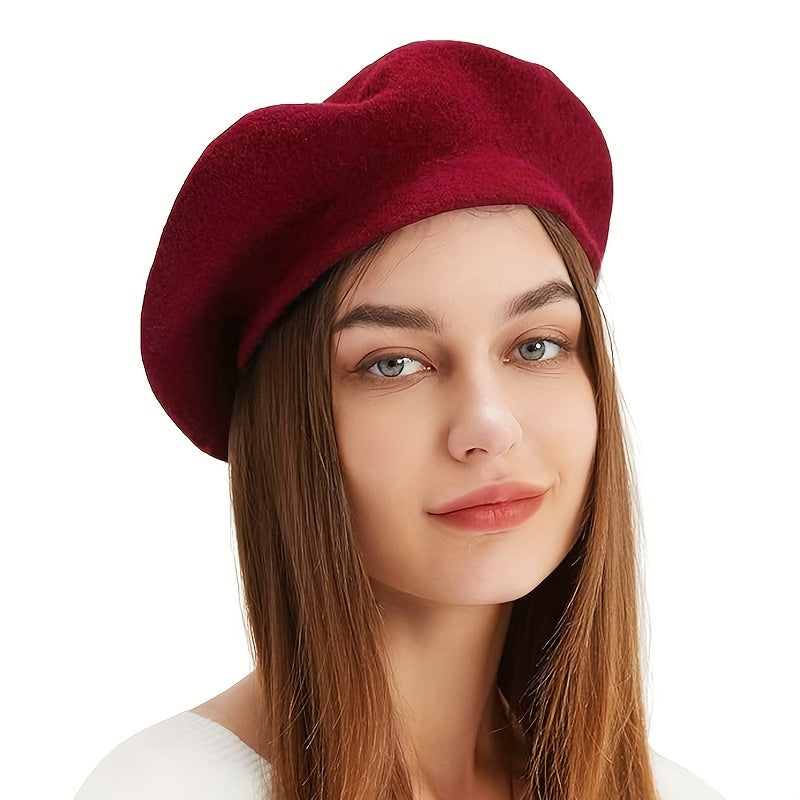 Classic Faux Leather Beret for Autumn and Winter Fashion