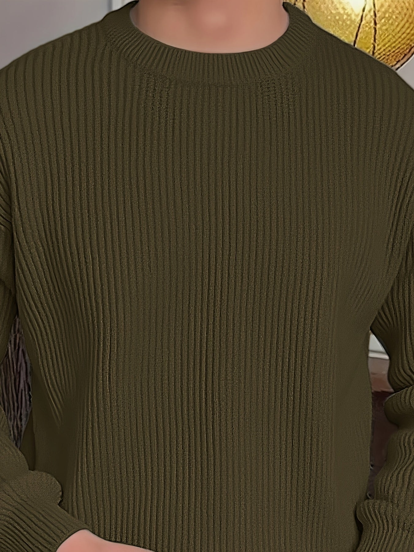 Տղամարդկանց պարզ, նորաձև միագույն երկար թևքով սվիտեր՝ հարմար աշնանային և ձմեռային սեզոնի համար, բազմակողմանի տրիկոտաժե վերնաշապիկ