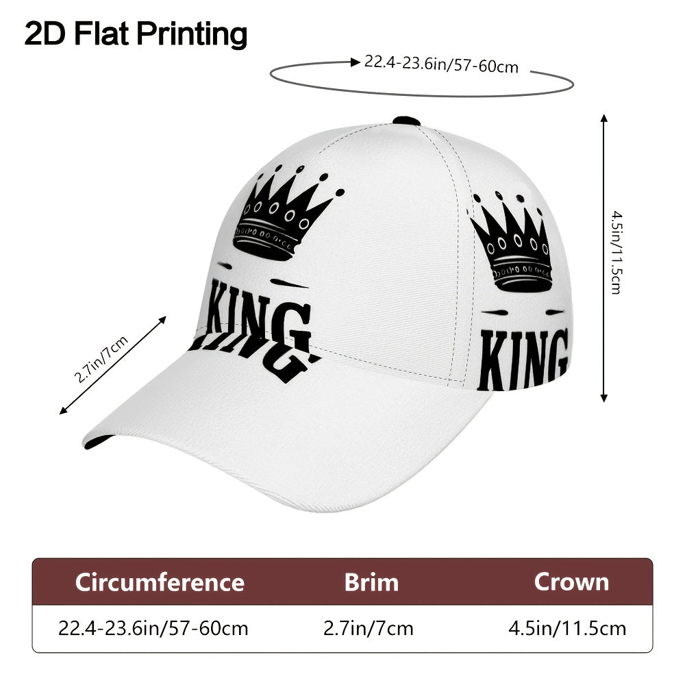 Men's Lightweight Polyester Snapback Baseball Cap with King Print