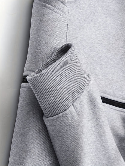 Men's Casual Zip Hoodie and Loose Cargo Pants Set - Breathable Polyest