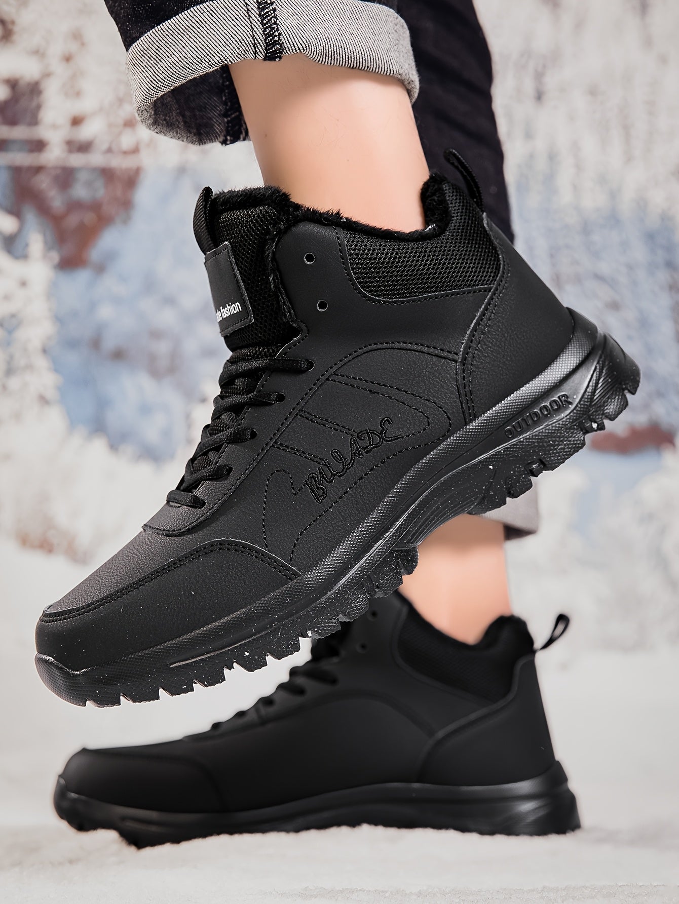 Տղամարդկանց ձմեռային բարձրակրունկ կոշիկներ - վերևի մասը, փափուկ ծածկույթ և փափուկ ներբան, չսահող MD ներբան, շագանակագույն/սև արշավային կոշիկներ ձյան, սառույցի և ցուրտ եղանակի համար - թեթև և դիմացկուն ամենօրյա ձմեռային կոշիկներ արշավների համար