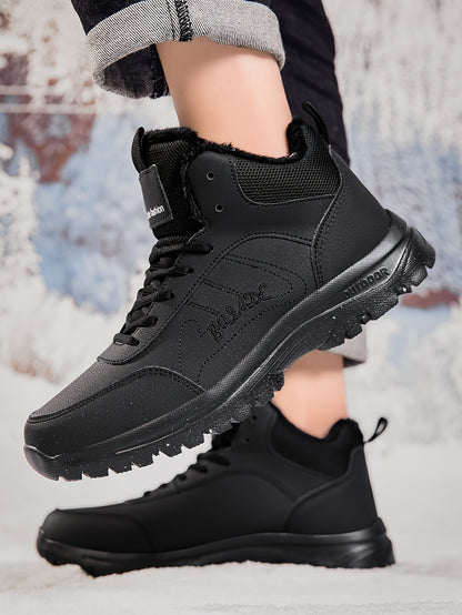 Տղամարդկանց ձմեռային բարձրակրունկ կոշիկներ - վերևի մասը, փափուկ ծածկույթ և փափուկ ներբան, չսահող MD ներբան, շագանակագույն/սև արշավային կոշիկներ ձյան, սառույցի և ցուրտ եղանակի համար - թեթև և դիմացկուն ամենօրյա ձմեռային կոշիկներ արշավների համար