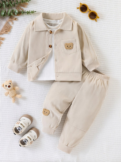 Toddler Boys' Corduroy Shirt Jacket and Pants Set for Spring/Fall