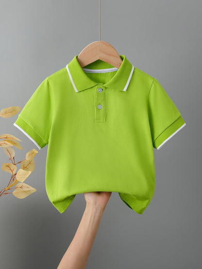 Kids' Cotton Polo Shirt Summer Casual Short Sleeve Top