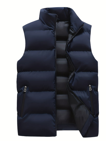 Men's Solid Color Stand Collar Jacket, Thin Lightweight Stylish Long Sleeve Coat Winter And Autumn Outdoor Clothes - ayq