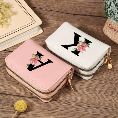 Women's Lightweight Wallet - Compact Zipper Purse with Multiple Card Slots & Coin Pocket, Elegant Monogram Initials, Secure Closure for Everyday, Travel, Gift - Women's Credit Card Organizer, Everyday Carry Purse, Stylish Ini
