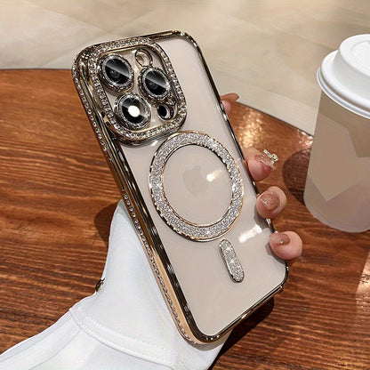 Նոր ոճի Magnetic բջջային հեռախոսի պատյան Rhinestones-ի համար iPhone 16 15 14 13 12 11 Plus Pro Max-ի համար