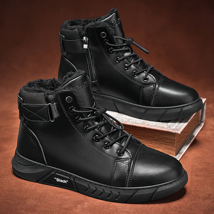 Men's Casual High-Top Hiking Boots with Warm Fleece Lining