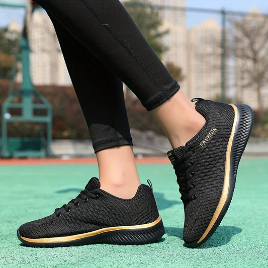 Women's Lightweight Lace-Up Casual Sneakers, Breathable Soft Sole Platform Lace Up Walking Shoes, Comfortable Fashion Footwear plus size