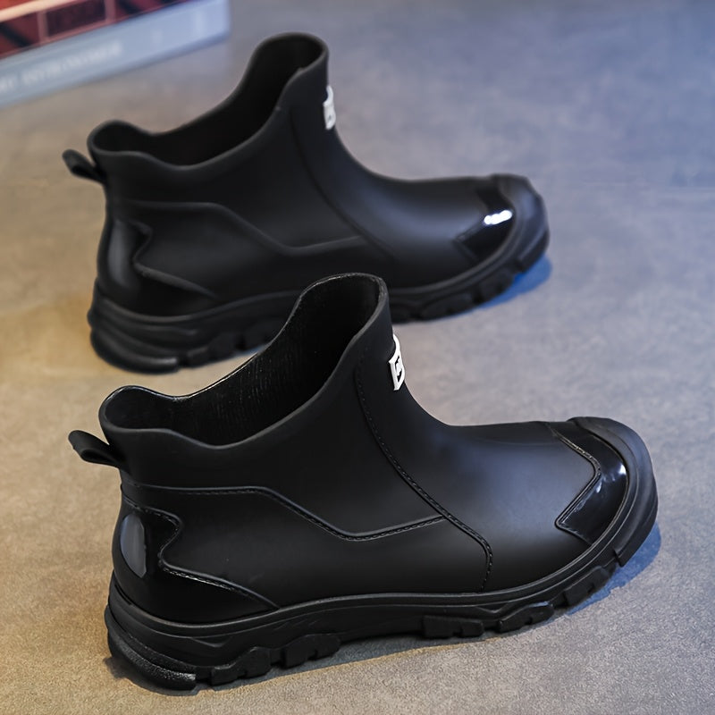 Men's Outdoor Waterproof PU Rain Boots with Rubber Sole