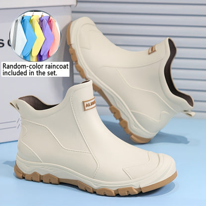 Men's High-Top PU Rain Boots for Outdoor Walking