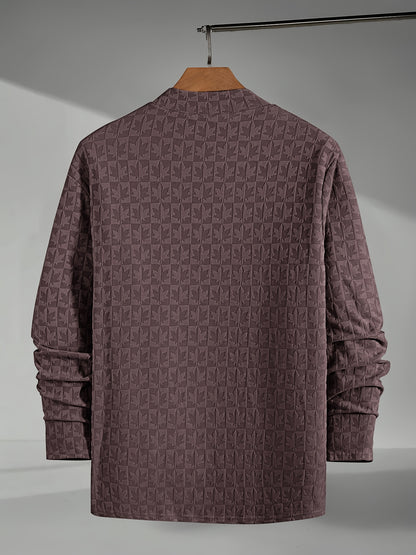 Տղամարդու երկարաթև մարզաշապիկ կիսաբարձր օձիքով, առօրյա ժակարդե հիմք վերնաշապիկի համար, աշնանային և ձմռան համար նախատեսված ոճային և բարձրորակ վերնաշապիկ